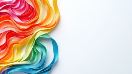 Fototapeta premium Colorful rainbow ribbons on white background
