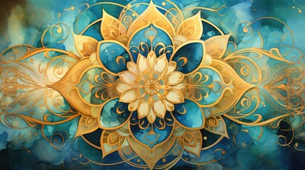 design blue and gold water color