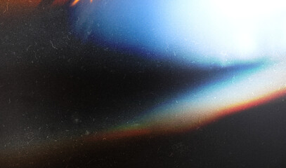 Grunge abstract background. Damaged screen. Orange glitch noise on blue scratched texture with dust.