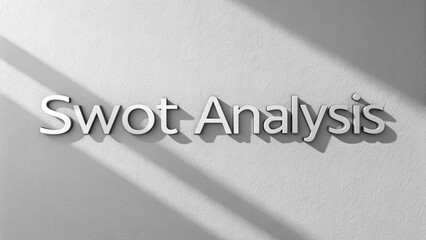 Swot analysis in minimalist typography with shadows on textured wall. This design emphasizes clarity and professionalism, ideal for business presentations
