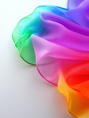 Colorful Fabric Waves Abstract Artistic Textile Design Element with Vivid Rainbow Hues Background