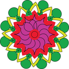 flower with leaves mandala art leaf green and red or purple a yellow flowers mandala for 
