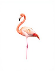 Fototapeta premium Pink flamingo on white background illustration