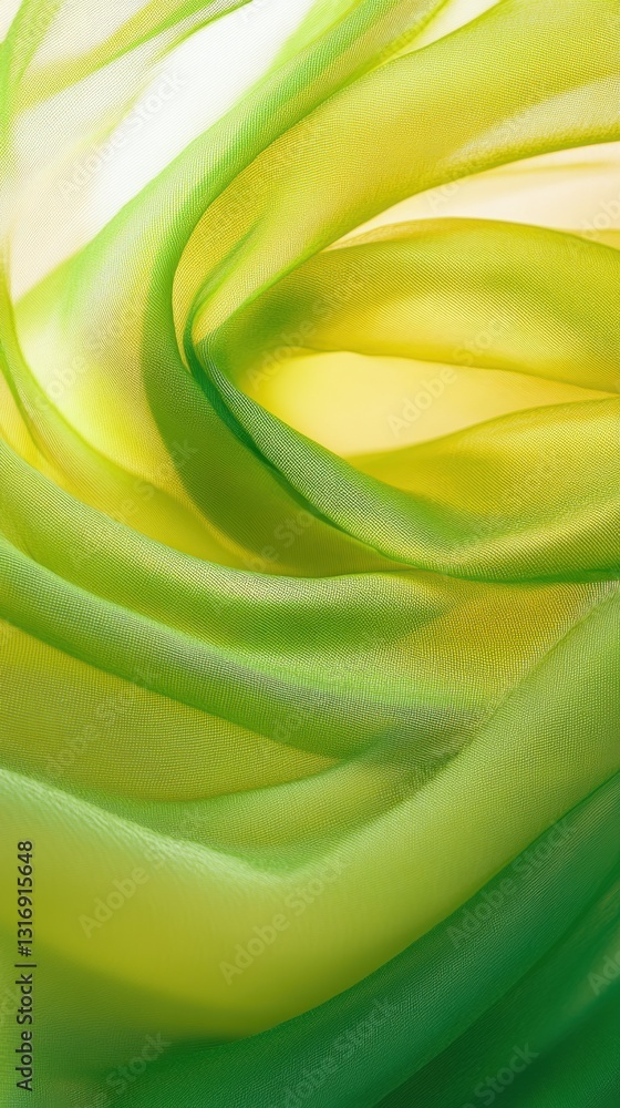 Poster ethereal green and yellow fabric waves create a soft and flowing abstract background with gentle lig