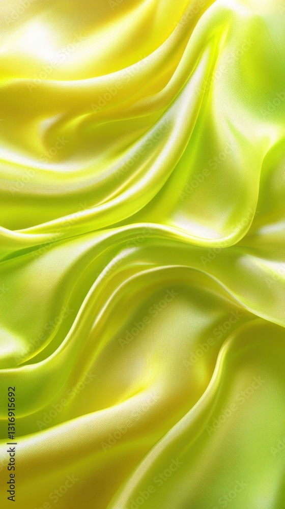 Aufkleber radiant lime green silk fabric with soft folds creating a luxurious and elegant texture background f