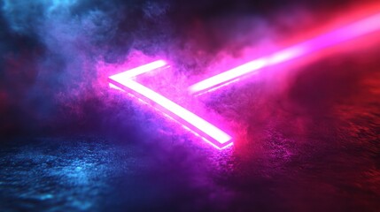 Neon light symbol in smoky environment