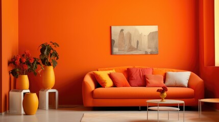 living orange painted wall