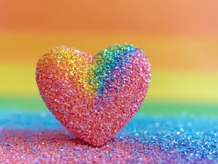 Fototapeta premium Sparkling heart created with glitter showcasing a dazzling array of shimmering colors
