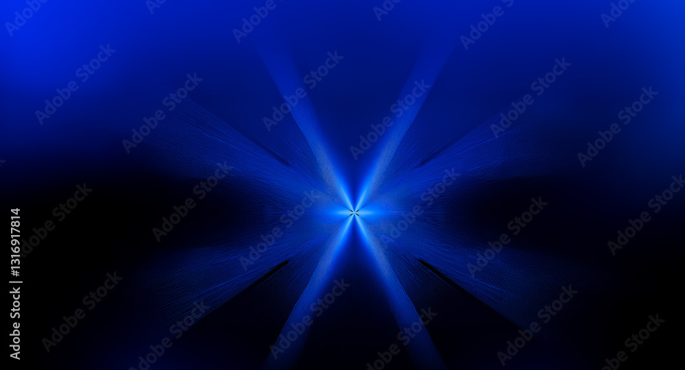 Leinwandbilder a burst of vibrant blue light emerges from a central point on a dark backdrop. radiating beams creat