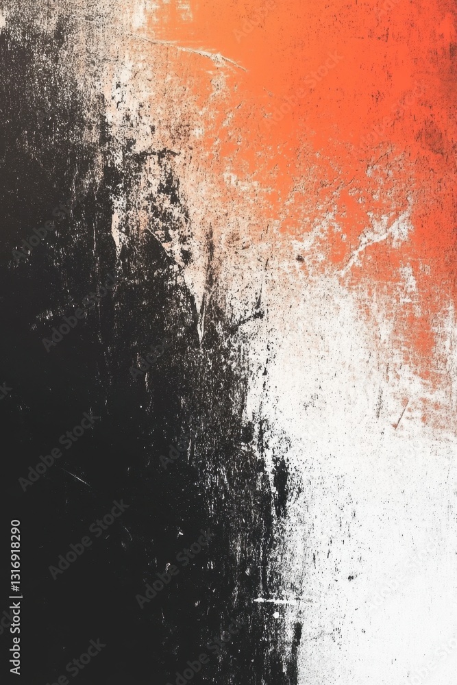 Poster abstract canvas showcasing a striking blend of black orange and white hues creating a dynamic and te