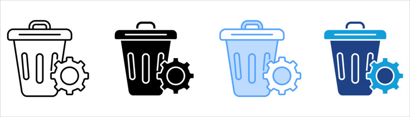 Waste Icon Set Multiple Style Collection