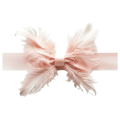 delicate pale pink ribbon bow with feather inspired design creates elegant look