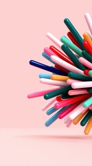 Colorful Cylinders Abstract Art Pink Background