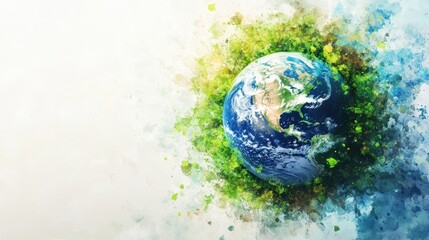 Creative earth design with abstract green and blue splash effect