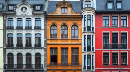 Fototapeta premium Colorful european urban architecture with classical facades and ornate details