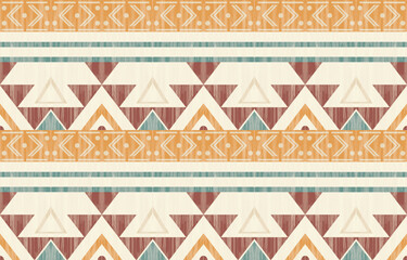 Geometric and ethnic Native American tribal patterns, featuring Aztec and Navajo motifs, create a seamless decorative texture. Design for background ,curtain, carpet, clothing, wrapping, Batik.