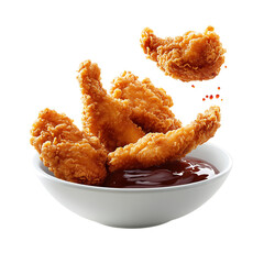Fried Chicken Wings in a Bowl Isolated on Transparent Background