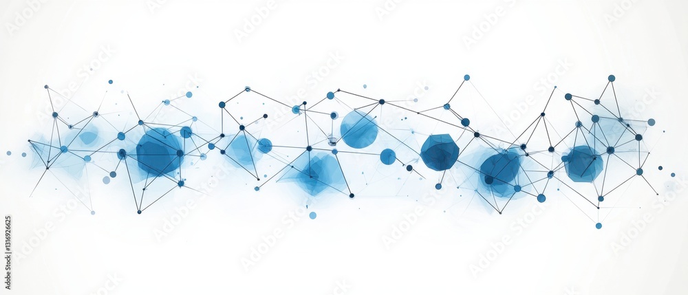 Aufkleber abstract network connection with blue polygonal shapes on a white background representing data scien