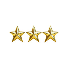 Obraz premium Three Golden Stars 3D Render of High-Quality Rating Symbols