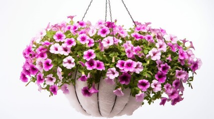 flowers petunia white background hanging basket