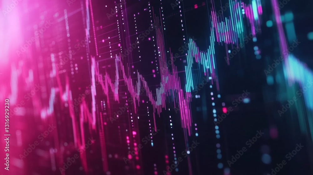 Aufkleber abstract technology background with interconnected nodes and glowing financial charts, representing 