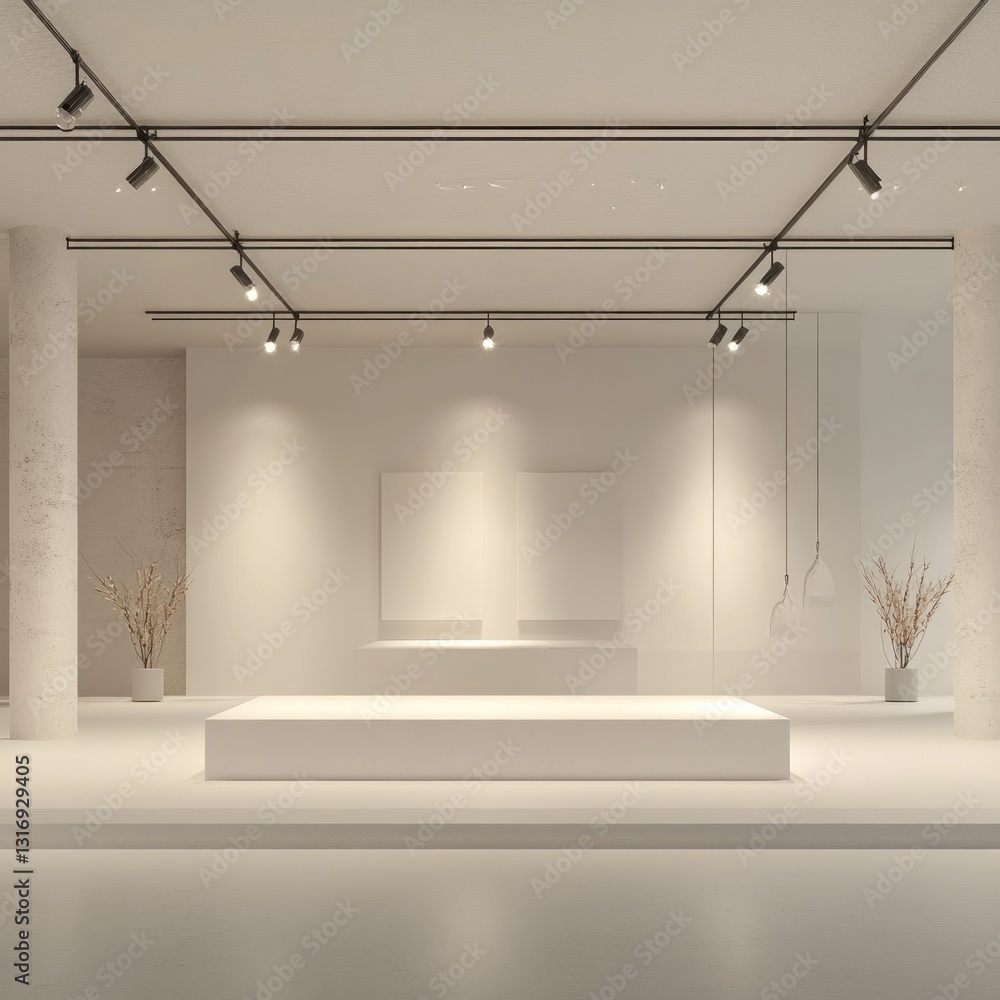 Aufkleber minimalist gallery space with empty display