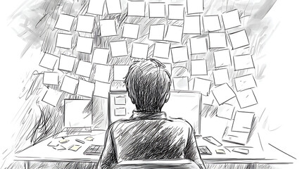A man is sitting at a desk with a computer