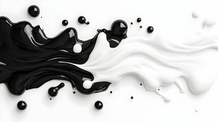 Black and white liquid swirls and droplets