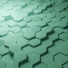 Obraz premium A detailed 3D render of a mint-green honeycomb structure with a shadow gradient, perfect for modern abstract backgrounds.
