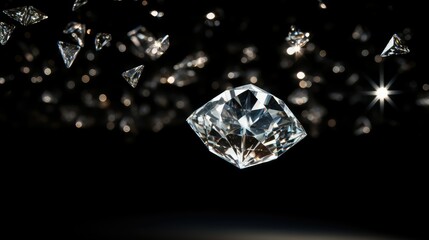 Fototapeta premium descent diamonds falling on black background