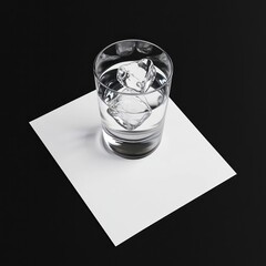 Glass of water with ice on a white surface