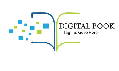 Digital book logo technology vector icon design.