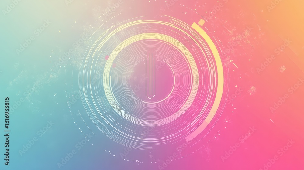 Poster abstract circular design integrating gender symbols, minimalistic style with pastel gradient backgro