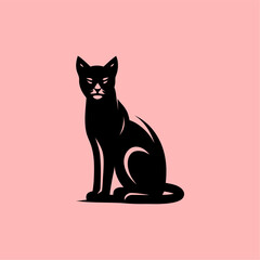 Elegant Black Cat Silhouette – Mysterious Feline Vector Art
