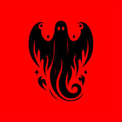Spooky Ghost with Mystical Wings – Halloween Horror Vector