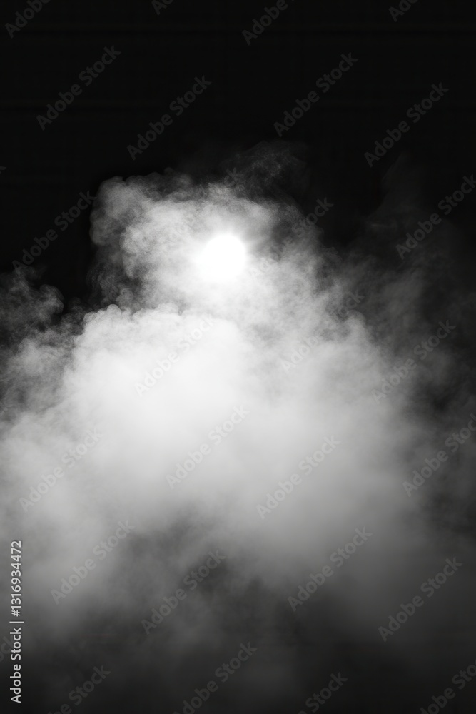 Poster ethereal mist rising into the dark sky creating a mysterious and atmospheric scene evoking a sense o