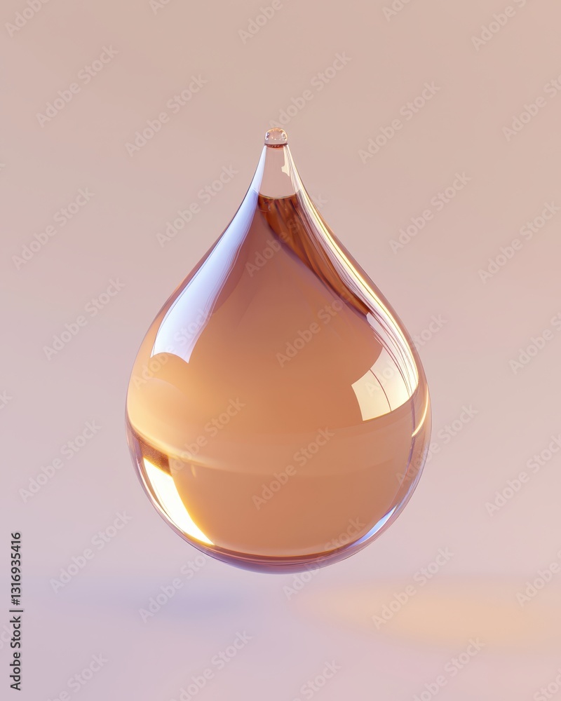 Poster transparent liquid drop with soft light and gentle reflection