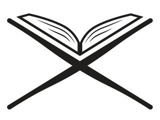 Holy book for muslim people quran for prayer and reading vector illustration icon or logo for web sites, religious education of islam