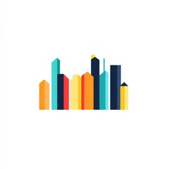 Obraz premium Colorful Cityscape Skyline Graphic.