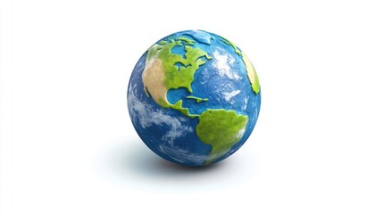 Detailed 3D Model of Earth on White Background