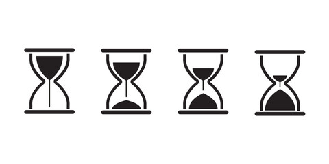 Hourglass icon set. Sandglass symbol, Reload hourglass timer icon vector. Hourglass stopwatch