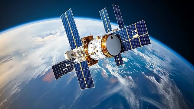 Satellite orbits Earth, providing data and advanced science for global research and communication efforts