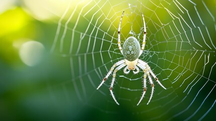 A close-up of a spider in its intricate web, showcasing nature's beauty and design.