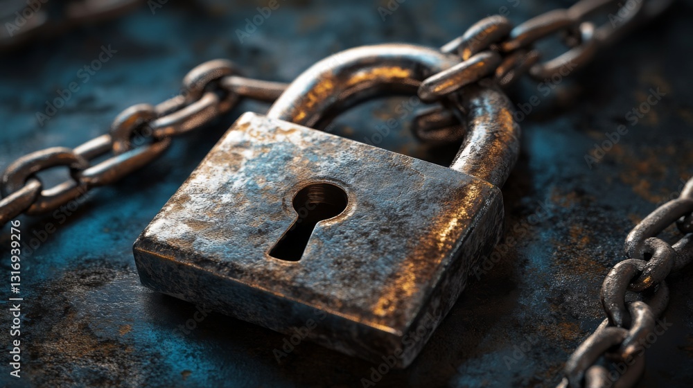 Aufkleber create prompts for stock photos related to d illustration safety concept closed padlock on digital b