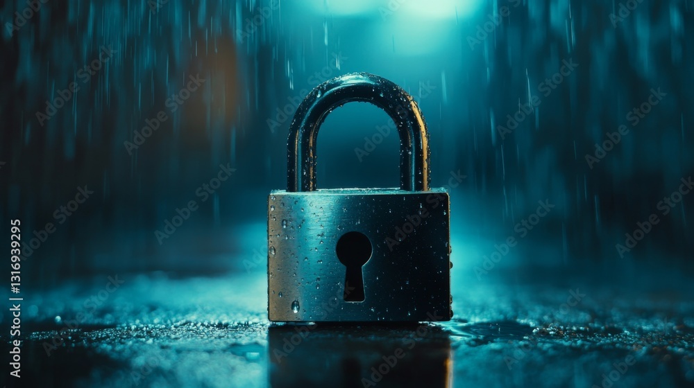Poster create prompts for stock photos related to d illustration safety concept closed padlock on digital b