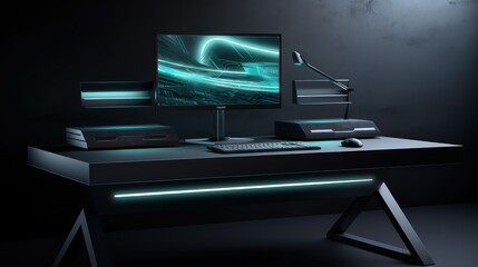monitor office desk mockup