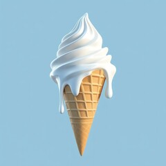 Melting vanilla ice cream cone