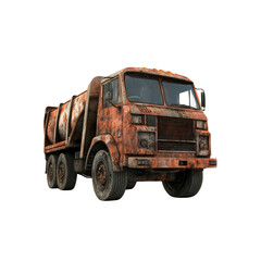 Rusty Old Cement Mixer Truck on Transparent Background