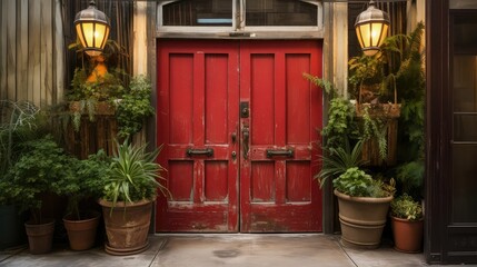 rustic red commercial door