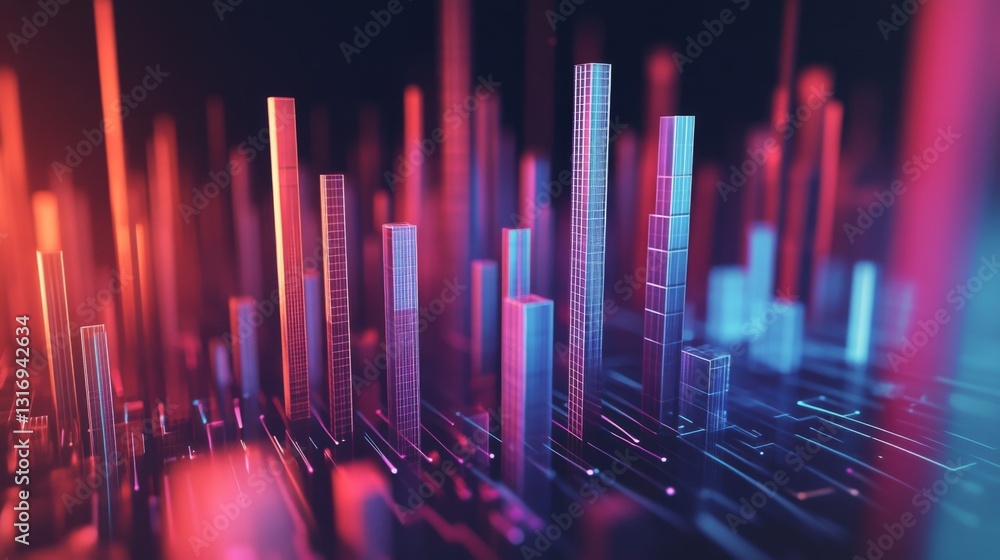 Poster Create  prompts for stock photos related to Digital D Bar chart with numerical values in percentage with - characters and ending with